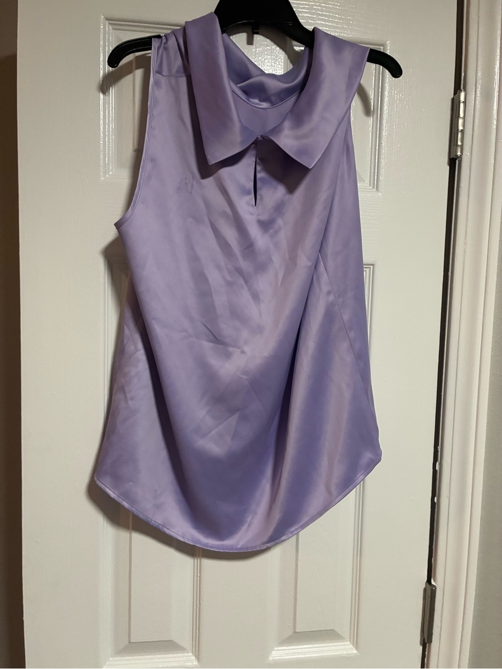 Worthington Lavender Sleeveless Satin Blouse with Collar